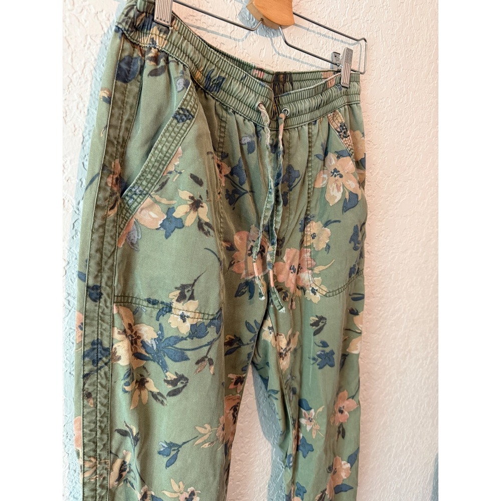 Anthropologie Floral Lyocell Jogger Pants XS Boho Cottagecore Olive Green